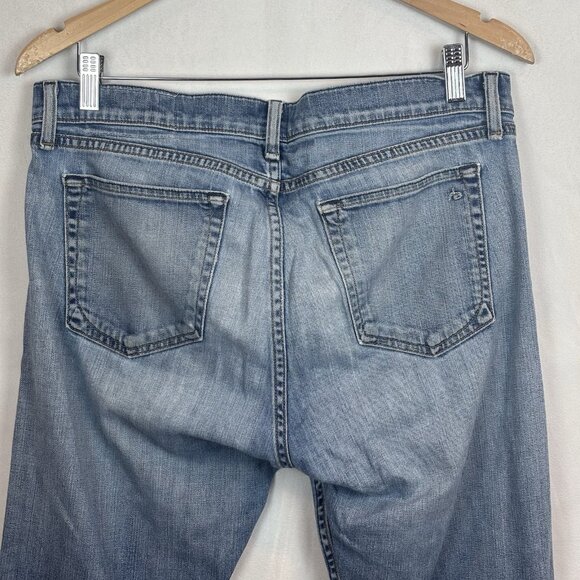 Rag and Bone Women's slim straight leg distressed jeans size 32 medium wash - Picture 9 of 16